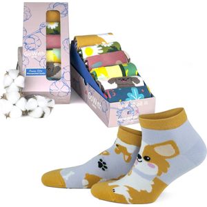 GoWith-6 paar-katoen sokken-enkelsokken-grappige-dames sokken-maat 35-40