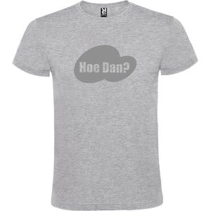 Grijs t-shirt met tekst 'Hoe Dan?'  print Zilver size 4XL