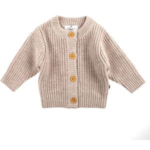 Gebreid Wollen Baby Vestje - Merinowol - Garlic 50