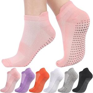 6 paar - Sokken - Pilatessokken - Yogasokken - Antislipsokken - Pilates antislipsokken - Dames antislipsokken - antislip yogasokken - vloersokken voor thuis - voor Pilates, trampoline, fitness, ballet - wit, grijs, zwart, oranje, paars, roze
