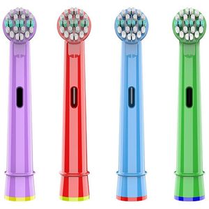 Opzetborstels geschikt voor kinderen - 4-pack kleurrijke elektrische tandenborstelkoppen voor kinderen - Zacht voor gevoelig tandvlees - Leuk ontwerp - Compatibel met het volledige assortiment elektrische tandenborstels van Oral-B