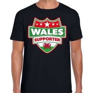 Wales supporter schild t-shirt zwart voor heren - Wales landen t-shirt / kleding - EK / WK / Olympische spelen outfit XL