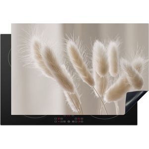 KitchenYeah® Inductie beschermer 78x52 cm - Pampasgras - Pluim - Wit - Kookplaataccessoires - Afdekplaat voor kookplaat - Inductiebeschermer - Inductiemat - Inductieplaat mat - Keuken decoratie