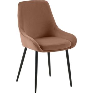 CLP Elmira Eetkamerstoel - Klassiek - Met rugleuning - Met armleuning - Met rugleuning - Velvet - zwart/bruin
