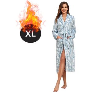 Nivard Badjas Dames - Fleece - Katoen - Badstof - Sauna - Hamam - Wafel - Bathrobe - Duster - Ochtendjas - Spa - Kimono - Lichtblauw XL