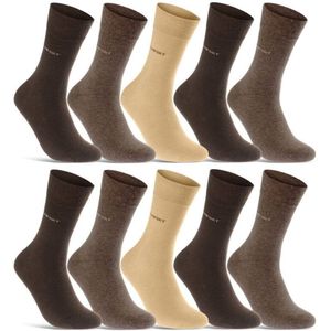 Drukvrije sokken | Zonder knellende boord | Naadloos | Merk: Naft | Kleur: Bruin | Maat: 35 t/m 50 | 12 paar