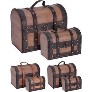 Koffertjes set van hout 2 stuks Donkere riem