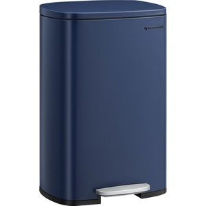 Rootz 50L blauwe stalen en plastic prullenbak - vuilnisbak - afvalcontainer - handsfree bediening - ruimtebesparend ontwerp - geurbeheersing - 42,5 cm x 31,8 cm x 65,7 cm