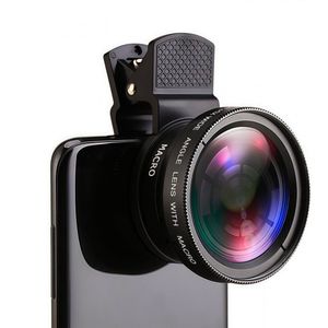 Mobiele telefooncameralens - Groothoeklens - 2-in-1 lenskit - Universeel voor mobiele telefoons - 0,45x ultragroothoek - Externe groothoek - 140° + 12,5x - Opklikbare macrolens - Fotomaker - Lens compatibel met de meeste smartphones - Zwart