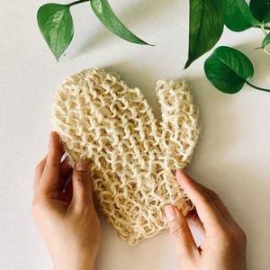 PolkaHome Massagehandschoen, Peelinghandschoen, 100% Sisal, Zachte Peeling met Massage-effect voor een Stralende Huid