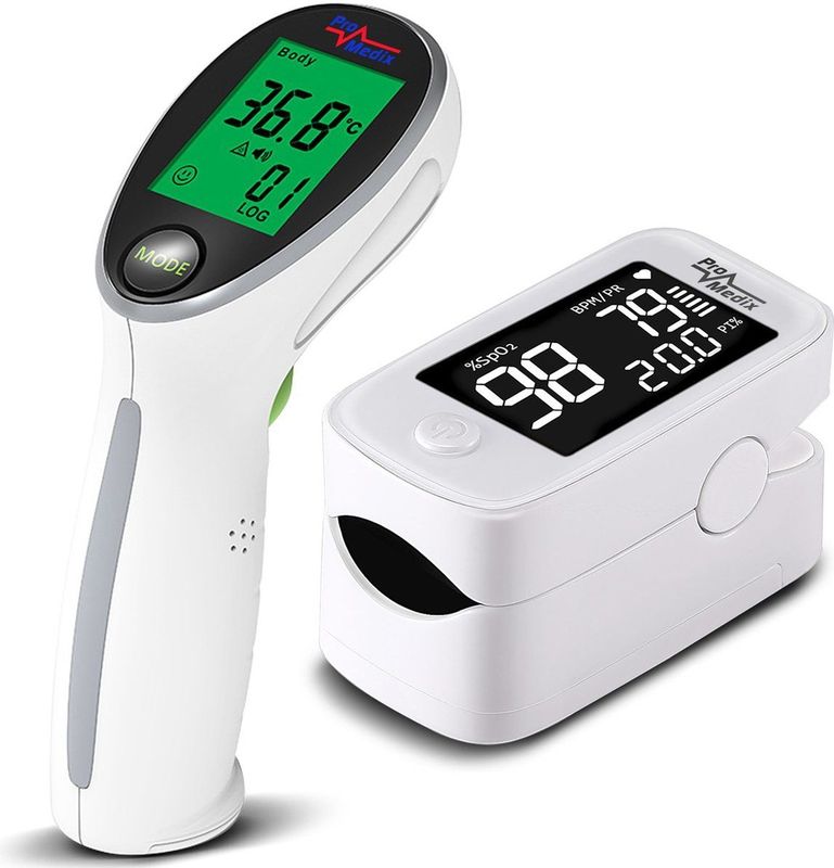 Promedix - Set van PR-870 1,5"" HD LED pulsoximeter + PR-960 contactloze infrarood thermometer