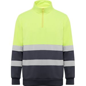 Technisch hoog zichtbaar / High Visability sweatershirt met korte rits model Spica Geel / Lood Grijs maat S