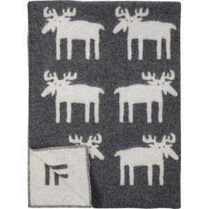 Deken eland grijs-wit 100% eco wol 130x180 cm. Heerlijke dikke deken/ plaid