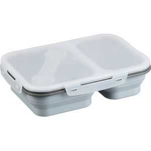 lunchbox - 2 vakjes - opvouwbaar - broodtrommel - meal prep bakje - met bestek