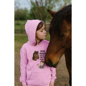 Kinder Hoodie “Mijn paard begrijpt mij beter” – Roze – Unisex Trui 3-4 Jaar – Comfortabel & Perfect voor Paardenliefhebbers