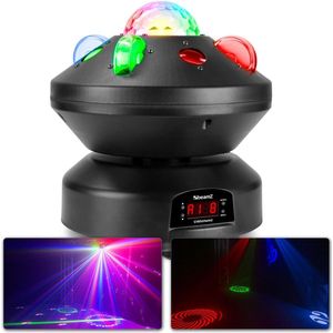 Discolamp - BeamZ Whirlwind LED discobal met 3 lichteffecten in 1 - Oneindig roterende discolamp - Super gaaf en kleurrijk effect met afstandsbediening!