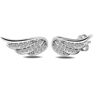 Juwelier Zwartevalk - Zilveren (gerhodineerd) engelen vleugel oorbellen 22.263--