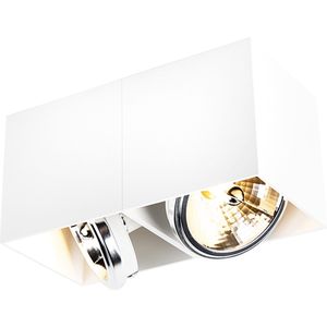 QAZQA box - Design Plafondspot | Spotje | Opbouwspot - 2 lichts - L 24 cm - Wit - Industrieel - Woonkamer | Slaapkamer | Keuken
