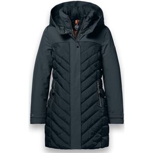 District - ST MORITZ - Damesjas - Pine Green - Lange Materiaalmix met Gestept Front