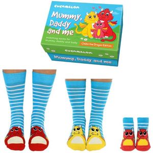 Oddie the Dragon papa, mama, baby sokken - Matching sokken voor Mummy, daddy and me - Draken editie