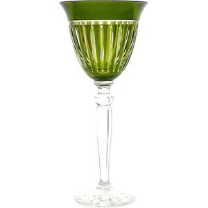 Mond geblazen kristallen wijnglazen - Wijnglas JULIA - olive green - set van 2 glazen - gekleurd kristal