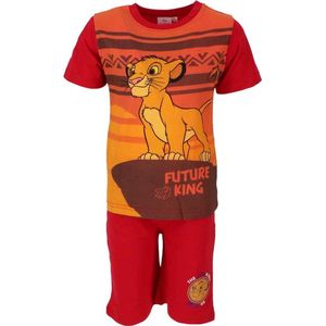 Shortama - pyjama - katoen - pyjamaset - de Leeuwenkoning - Lion King - rood - maat 110 cm - 5 jaar