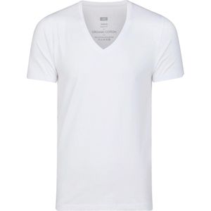 WE Fashion Heren 'deep' V-neck T-shirt van biologisch katoen - Maat M