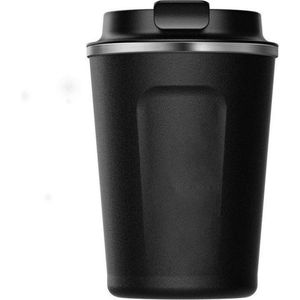 MEEQ To Go Cup - Koffiebeker To Go - Thermosbeker - Lekvrij, RVS & Dubbelwandig koffie beker - Reisbeker - Travel Mug - 380ml Neutrale beker zonder opdruk in het zwart of wit/beige