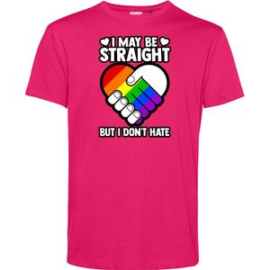 T-shirt I May Be Straight | Gay pride shirt kleding | Regenboog kleuren | LGBTQ | Roze | maat 4XL