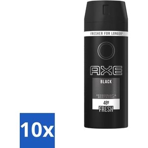 10 x Axe - Deodorant Bodyspray - 48hrs Fresh - Black - 150 ml - Axe - Body Spray