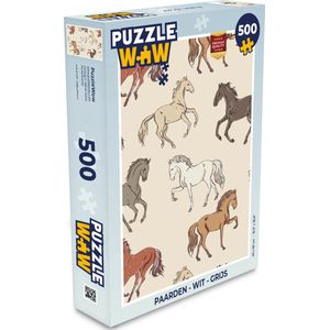Puzzel Paarden - Wit - Grijs - Meisjes - Kinderen - Meiden - Legpuzzel - Puzzel 500 stukjes