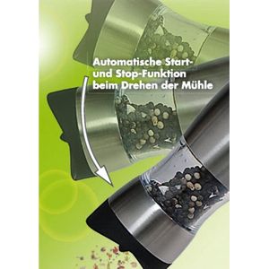 Elektrische Pepermolen met LED-licht - RVS - Ø6.5 Hoogte: 20 Cm - Automatisch Start & Stop - Koffie / Peper / Zout / Kruiden molen