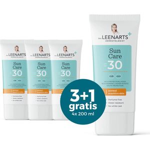 Drs Leenarts Suncare Family Pack 3+1 – SPF30 – 4×250 ml – Parfumvrij – Voor het hele gezin