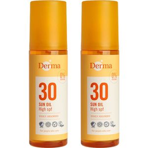 Derma Sun - Allergie- en Parfumvrije Zonnebrandolie - SPF30 - 2 x 150 ML - Parfumvrij