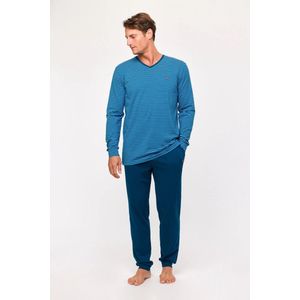 Woody Manned pyjama heren - blauw gestreept - 251-11-MVL-Z/919 - maat M