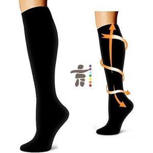 Inuk - Compressiekousen zwart XXL - Maat 44 - 47 - Comfort ondersetuning warme voeten, betere doorbloeding minder blessures, helpt bij spataderen