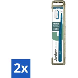 Jordan - Tandenborstel - Green Change - Medium - 4 Opzetborstels & 1 Houder - Voordeelverpakking - 2 stuks