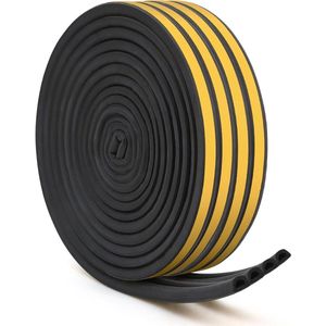 Zelfklevende rubberen schuimafdichtstrips voor deuren en ramen - Tochtstopper voor raamdeur - Zelfklevend (9 mm x 6 mm totaal 20m zwart)