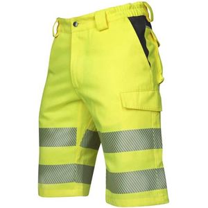 Ardon Signal+ Hi-Viz Korte Werkbroek | Fluorescerend geel/zwart | Maat 46 (jeans-taillemaat 30) | Reflectieklasse 1