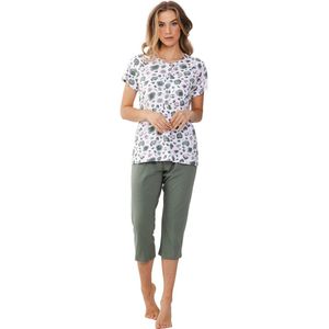 Pastunette Pyjama Green Breeze - Bio Katoen - Wit/Groen - Maat 36