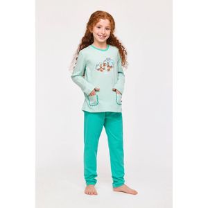 Woody pyjama meisjes/dames - turquoise - hermietkreeft - 251-10-PLG-S/921 - maat 176