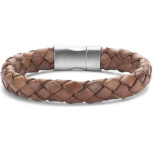 Frank 1967 bracelet brown braided leather 23cm ips