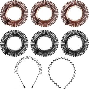 Ronde Stretch Haarborstel met Golvende Hoofdbanden - 6 Stuks Duurzaam en Flexibel
