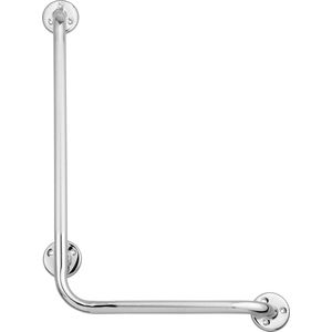 Wandbeugel chrome RVS look 90 graden gehoekt Links. Handgreep / wandgreep voor badkamer / douche / toilet. Toiletbeugel / badgreep / douchegreep