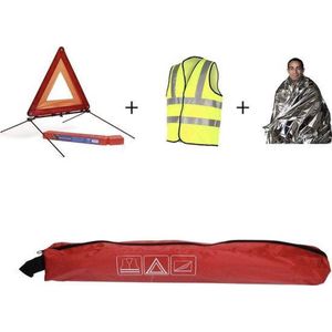 Auto 3-delige Veiligheid Set voor op de Weg – 45x7x7 cm - ANWB Veiligheidsset met Reflecterend Vest, Isolatiedeken en Gevarendriehoek - Autobenodigdheden