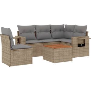 vidaXL 6-delige Loungeset - Rattan - Gemengd Beige Tuinlounge Set - Lounge Set - Buitendecoratie - Poly Ratan - Outdoor Furniture