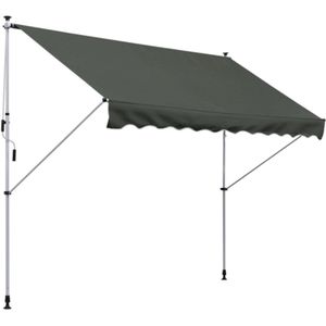 Vrijstaande zonnescherm Outsunny, 300 x 150 cm, zonnescherm met handzwengel, vrijstaande zonnescherm, winddicht, aluminium, grijs