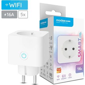 Modee Slimme Stekker met Energiemeter - Tijdschakelaar - Smart Plug - App Bediening - WiFi Stekker - 5 Stuks