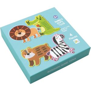 Bamboe Street - animals rope toys - educatief - dierenpuzzel - houten puzzel met veters - vanaf 3 jaar - peuters - kleuters - cadeau - spelen en leren - kinderpuzzel