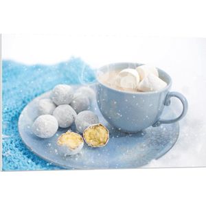 Forex - Winters Kopje Chocolademelk met Marshmallows - 90x60cm Foto op Forex